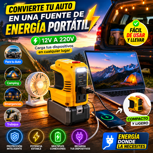 Inversor de Corriente Portátil 12V a 220V