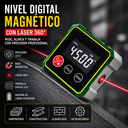 Nivel Digital Magnético con Láser 360° | Medición Precisa en Segundos