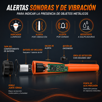 Detector de Metales Portátil 360° de Alta Precisión