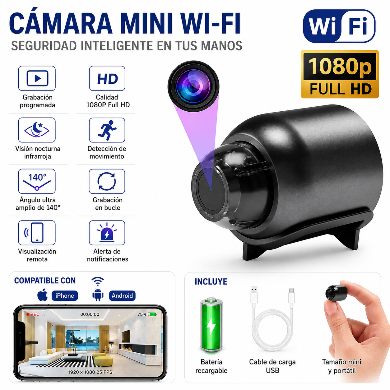 Mini Cámara WiFi HD™ | Vigilancia desde tu Celular