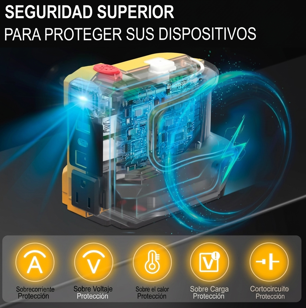 Inversor de Corriente Portátil 12V a 220V